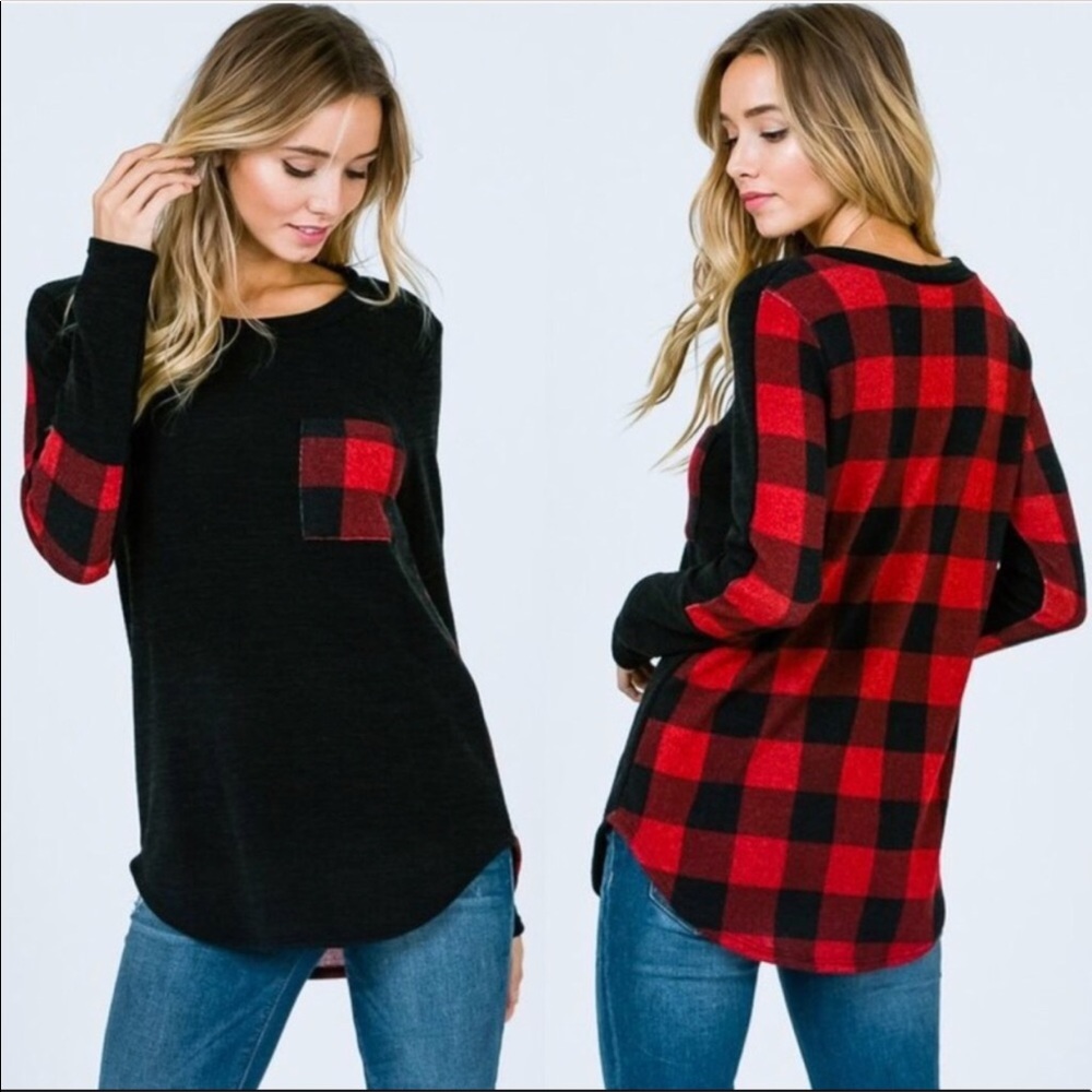 Black Red Long Sleeved Top